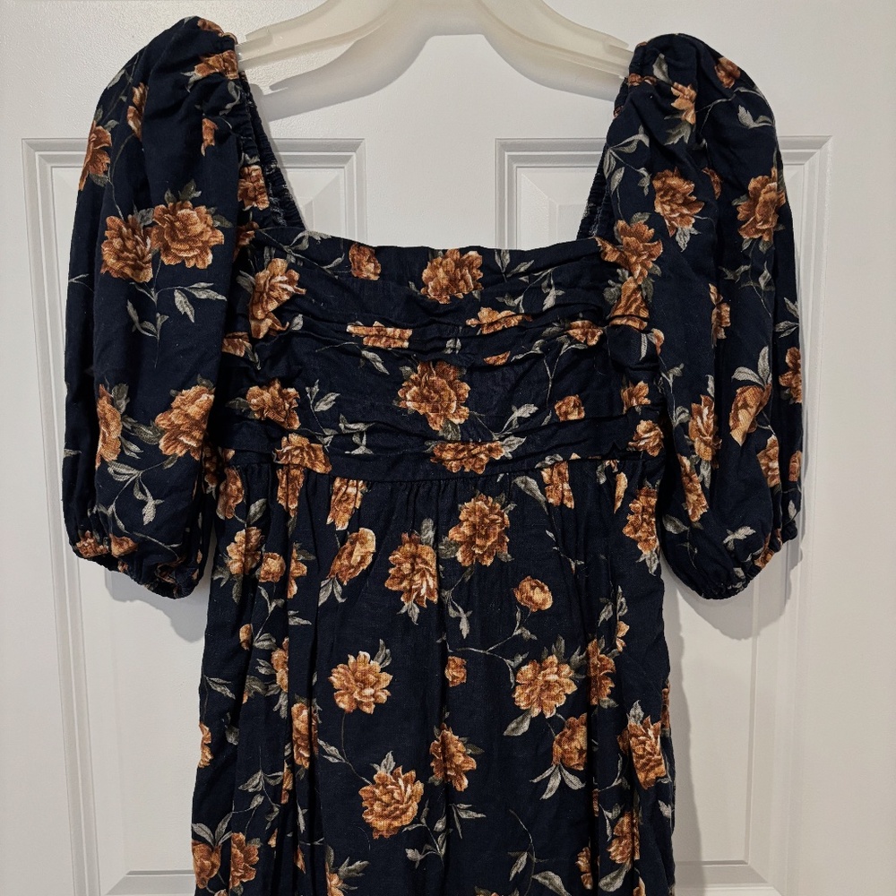 Abercrombie & Fitch Emerson Linen-Blend Puff Sleeve Mini Dress